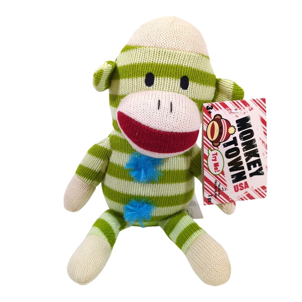 Gemmy Monkey Town USA Green Singing Sock Monkey DJ Got Us Fallin' In Love Works